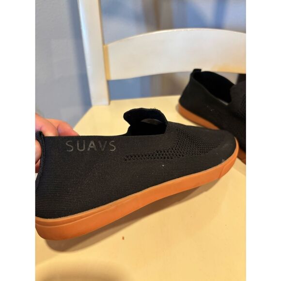 SUAVS Black Knit Slip-On Sneakers Gum Sole | Women’s 12 / Men’s 10 main image 4